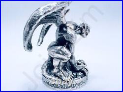 2.9 oz Hand Poured Silver Bar. 999 Fine Gargoyle Cast Art Ingot Bullion Statue