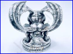 2.9 oz Hand Poured Silver Bar. 999 Fine Gargoyle Cast Art Ingot Bullion Statue