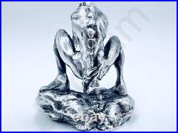 2.9 oz Hand Poured Silver Bar 999 Fine Gollum Cast Art Ingot 3D Bullion Statue