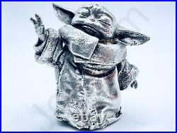 2.9 oz Hand Poured Silver Bar 999 Fine Grogu Using Force Star Wars -Gold Spartan