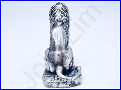 2.9 oz Hand Poured Silver Bar 999 Fine Zodiac Leo Lion Bullion 3D Cast Statue