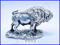 2.9 oz Hand Poured Silver Buffalo Cast Bullion Bar Art Ingot Statue. 999+ Fine