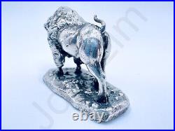 2.9 oz Hand Poured Silver Buffalo Cast Bullion Bar Art Ingot Statue. 999+ Fine