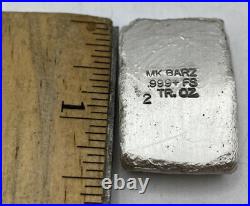 2 Ozt MK BarZ The Gold Standard Weight Bar. 999 Fine Silver