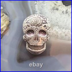 2 Troy Ounces of. 999 Fine Silver Decorated Skull #PX. EO