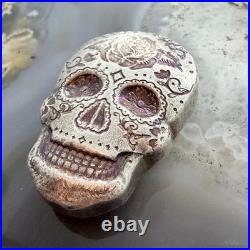 2 Troy Ounces of. 999 Fine Silver Decorated Skull #PX. EO