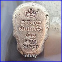2 Troy Ounces of. 999 Fine Silver Decorated Skull #PX. EO
