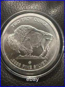 2 Troy oz. 9999 Fine Silver Buffalo Round Silver Bullion
