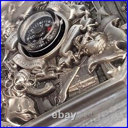 2 oz. 999 Fine Silver Antiqued Komsco Today The Kings of Pirates withcompass