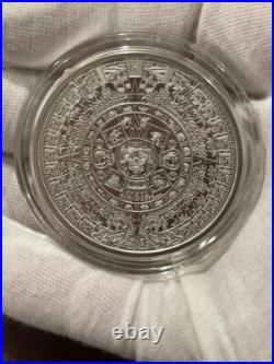 2 oz. 999 Fine Silver Aztec Calendar Stone Eagle Warrior Emperor of Tenochtitlan