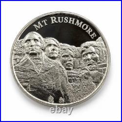 2 oz. 999 Fine Silver Round AMERICAN Landmarks MOUNT RUSHMORE Ultra High Relief