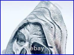 2 oz Hand Poured Silver Bar. 999+ Fine Reaper v2 Sand Cast Bullion Ingot Art
