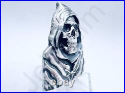 2 oz Hand Poured Silver Bar. 999+ Fine Reaper v2 Sand Cast Bullion Ingot Art