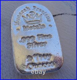 2 oz. MPM Tombstone shaped ingot. 999 fine silver