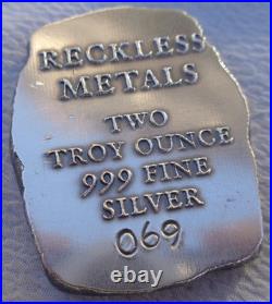 2 oz. THE DEVIL INSIDE numbered antiqued ingot. 999 fine silver