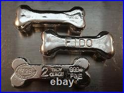 2 oz YPS Dog Bone 999+ fine silver bullion bar Yeager's Poured Silver