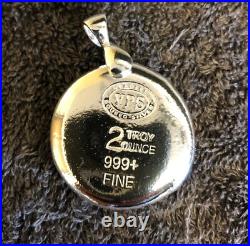 2 oz YPS Jolly Roger 999+ fine silver bullion bar withBail by Yeagers