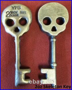 2 oz YPS Skeleton Key withpatina 999+ fine silver bullion bar by Yeagers