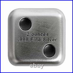 2 x 2 oz Pair of Lucky Silver Dice Bullion Exchanges. 999 Fine LIMITED MINTAGE