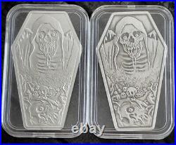 2oz. 999 Fine Silver Bar Reckless Metals Don't Fear The Reaper Set Mintage 150