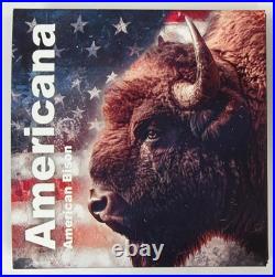 2ozt. 9999 Fine Silver Germania Mint Americana Bison Colorized Bar with OGP & COA