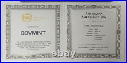 2ozt. 9999 Fine Silver Germania Mint Americana Bison Colorized Bar with OGP & COA