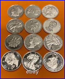 (30x) Pure. 999 Fine Silver Rounds Bars Rare Bullion Estate Lot Morgan Designs