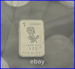 30x Silver Bullion Rounds Bars. 999 Fine (Estate Lot) + 12 Gold Flakes Vials