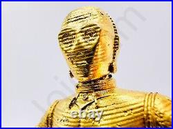 3.1 oz Hand Poured 999 Fine Silver Bar 24K Gold Gilded C-3PO Cast Art Bullion