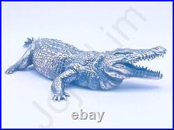 3.1 oz Hand Poured Pure Silver Bar. 999+ Fine Crocodile Bullion 3D Cast Statue