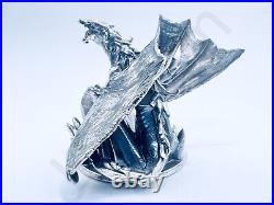 3.1 oz Hand Poured Pure Silver Bar. 999+ Fine Statue Crystal Dragon Cast Bullion