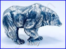 3.1 oz Hand Poured Silver 999+ Fine Grizzly Bear Cast Art Bullion Ingot Statue