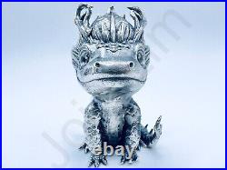 3.1 oz Hand Poured Silver Bar 999 Fine Baby Forest Dragon 3D Cast Art Bullion