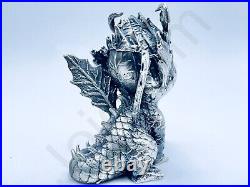 3.1 oz Hand Poured Silver Bar 999 Fine Baby Forest Dragon 3D Cast Art Bullion