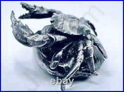 3.1 oz Hand Poured Silver Bar. 999+ Fine Cancer Crab Bullion 3D Ingot Art Statue