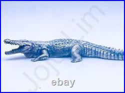 3.1 oz Hand Poured Silver Bar 999 Fine Crocodile Bullion Cast Ingot Art Statue
