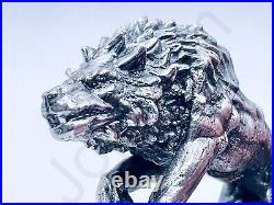 3.1 oz Hand Poured Silver Bar 999 Fine Dire Wolf Cast Art Ingot Bullion Statue