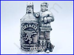 3.1 oz Hand Poured Silver Bar 999 Fine Santa's Fireball Whisky Cast Art Bullion