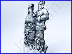 3.1 oz Hand Poured Silver Bar 999 Fine Santa's Fireball Whisky Cast Art Bullion
