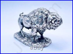 3.1 oz Hand Poured Silver Buffalo Bullion Cast Bar Ingot Art Statue. 999+ Fine