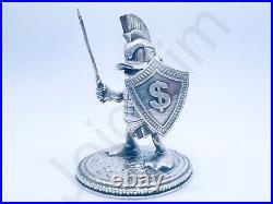 3.1oz Hand Poured Silver Bar Spartan Scrooge 999 Fine 3D Cast Bullion Art Statue