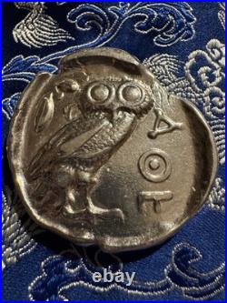 3.2 Ozt Hand Poured Fine. 999 Silver Owl Coin By Phrygian Mint Made In The USA