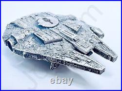 3.2 oz Hand Poured 999 Fine Silver Millennium Falcon Star Wars by Gold Spartan