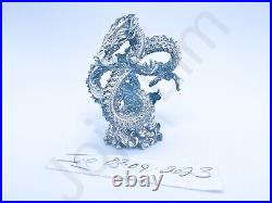 3.2 oz Hand Poured Silver Bar 999 Fine Asian Dragon 3D Cast Bullion Art Statue