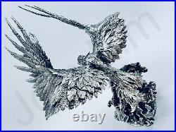 3.3 oz Hand Poured Silver Bar. 999+ Fine Phoenix Cast Bullion Art Ingot Statue