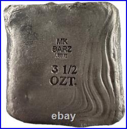 3.5 Oz MK Barz pirates Entrance Hand Poured. 999 Fine Silver. New Pour