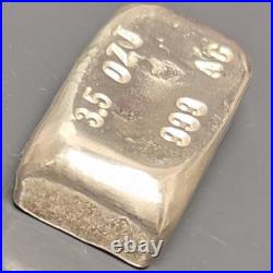 3.5 Troy oz. 999 Fine Silver Bar Hand Poured Loaf Custom Bullion Ingot Ag