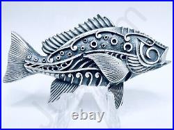 3.5 oz Hand Poured Silver Bar. 999+ Fine Fish Sand Cast Bullion Ingot Art with COA