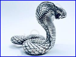 3.9 oz Hand Poured Silver Bar 999+ Fine Statue Cobra Snake by The Gold Spartan