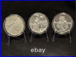 3 Cat Series 1 Troy Ounce. 999 Fine Silver Rounds From Intaglio Mint
